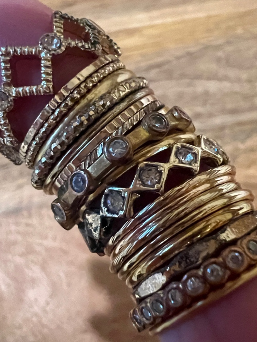 Gold Stackable Women's Ring Set with Clear Stones